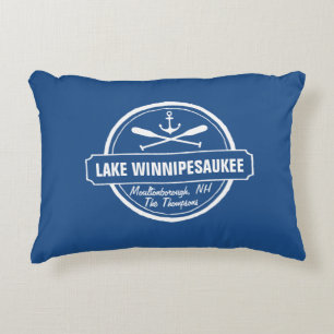 Lake Winnipesaukee NH custom town, name, anchor Accent Pillow