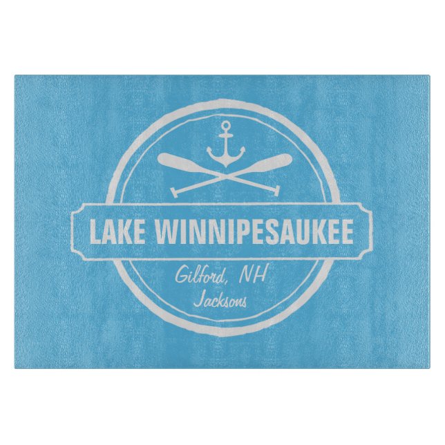 Lake Winnipesaukee NH custom town, name, anchor Cutting Board (Front)
