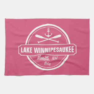 Lake Winnipesaukee NH custom town, name, anchor Kitchen Towel
