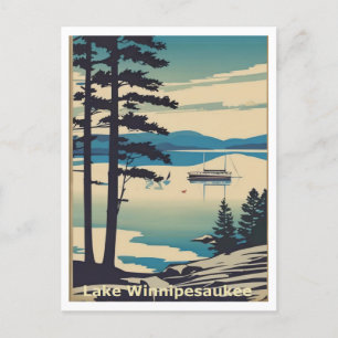 Lake Winnipesaukee NH Quiet Lake Scene Graphic Art Postcard