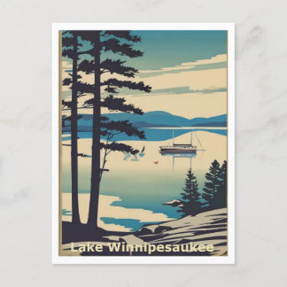 Lake Winnipesaukee NH Quiet Lake Scene Graphic Art Postcard