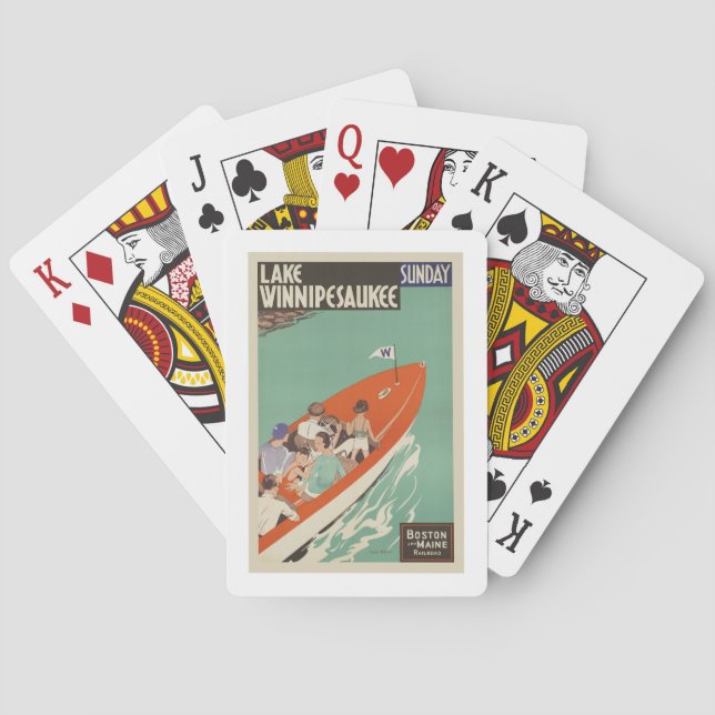Lake Winnipesaukee NH Railroad Vintage Travel Playing Cards (Back)