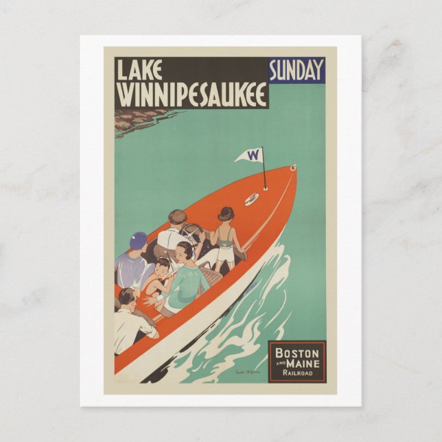 Lake Winnipesaukee NH Railroad Vintage Travel Postcard (Front)
