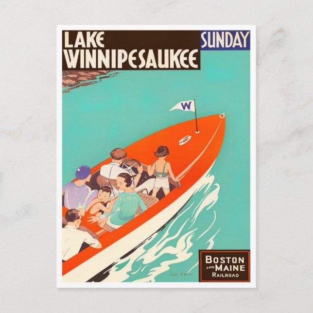 Lake Winnipesaukee vintage travel postcard (Front)