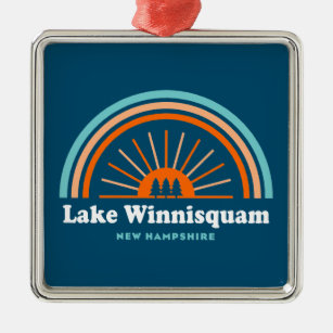 Lake Winnisquam New Hampshire Rainbow Metal Ornament