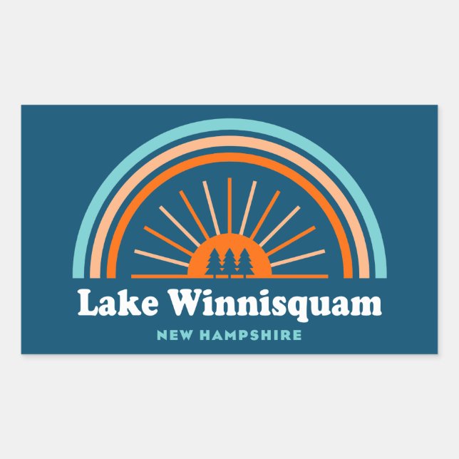 Lake Winnisquam New Hampshire Rainbow Sticker (Front)
