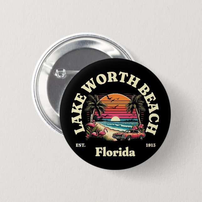 Lake Worth Beach,Florida 2 Inch Round Button (Front & Back)