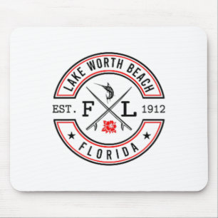 Lake Worth Beach Florida Fl Retro Surfer Beach Fro Mouse Pad