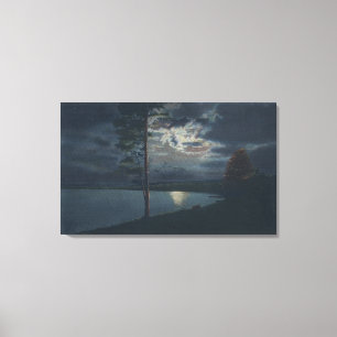 Lake Yellowstone, WYView of Lake by Moonlight Canvas Print