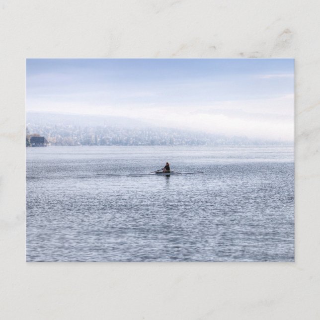 Lake Zurich Single Scull Holiday Postcard (Front)