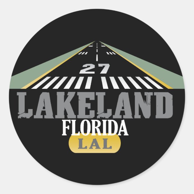 Lakeland FL - Airport Runway Classic Round Sticker (Front)