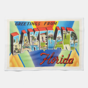 Lakeland Florida FL Old Vintage Travel Souvenir Kitchen Towel