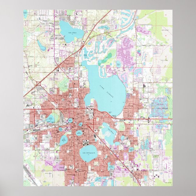 Lakeland Florida Map (1975) Poster (Front)