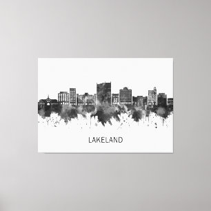 Lakeland Florida Skyline BW Canvas Print