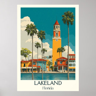 Lakeland Florida Vintage City Architecture Art Poster