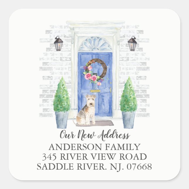 Lakeland Terrier Blue Door New Address Label (Front)