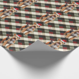 Lakeland Terrier Dog and Holiday Plaid Christmas Wrapping Paper