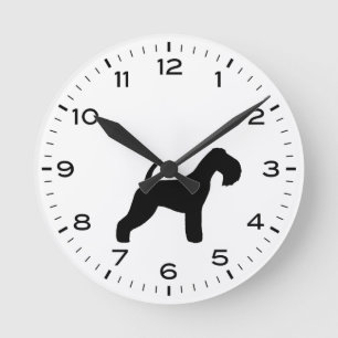 Lakeland Terrier Dog Breed Silhouette Round Clock