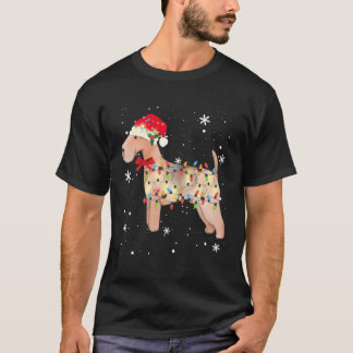 Lakeland Terrier Dog Christmas Light Xmas Mom Dad  T-Shirt