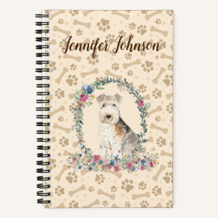 Lakeland Terrier Dog Paw Print & Floral Cute Notebook