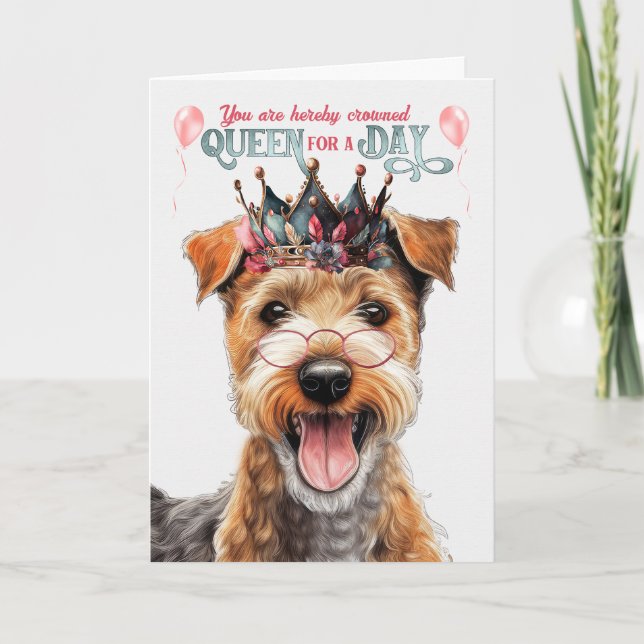 Lakeland Terrier Dog Queen Day Funny Birthday Card (Front)