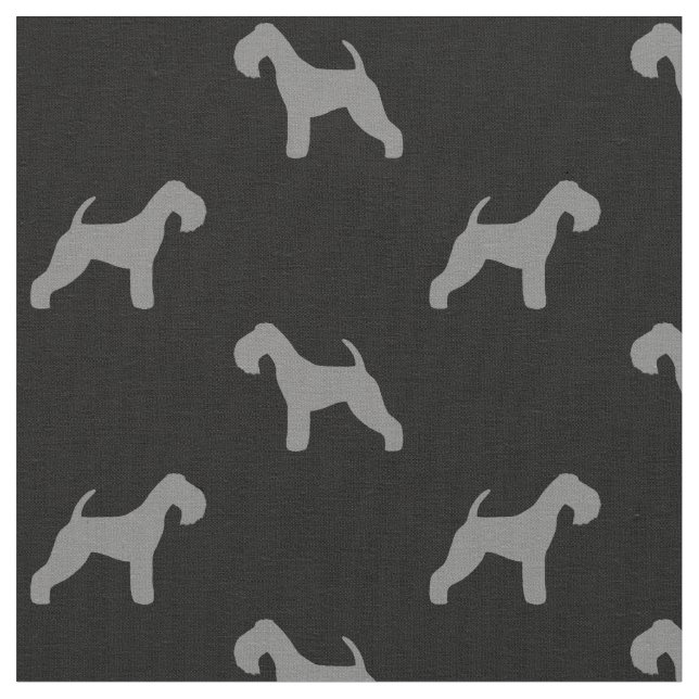 Lakeland Terrier Dog Silhouettes Patterned Fabric (Close Up)