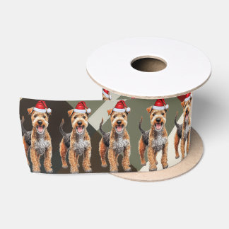 Lakeland Terrier Holiday Plaid Funny Dog Christmas Satin Ribbon