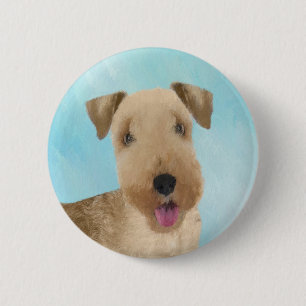 Lakeland Terrier Painting - Cute Original Dog Art 2 Inch Round Button