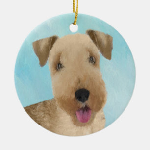 Lakeland Terrier Painting - Cute Original Dog Art Ceramic Ornament
