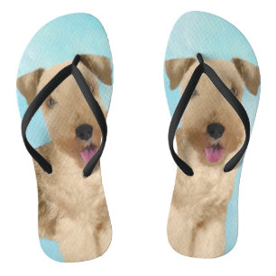 Lakeland Terrier Painting - Cute Original Dog Art Flip Flops