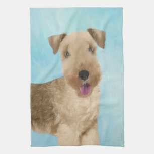 Lakeland Terrier Painting - Cute Original Dog Art Kitchen Towel