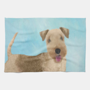 Lakeland Terrier Painting - Cute Original Dog Art Kitchen Towel