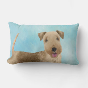 Lakeland Terrier Painting - Cute Original Dog Art Lumbar Pillow