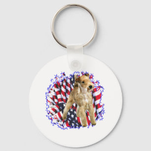 Lakeland Terrier Patriot Keychain