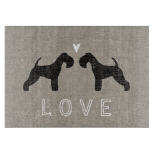 Lakeland Terrier Silhouettes Love Cutting Board