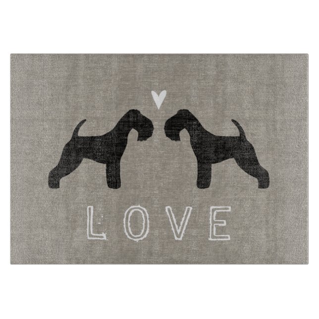 Lakeland Terrier Silhouettes Love Cutting Board (Front)