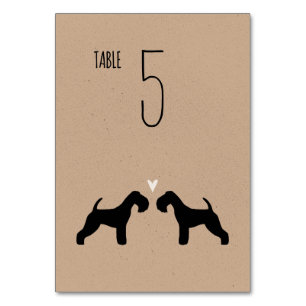 Lakeland Terrier Silhouettes Wedding Reception Table Number