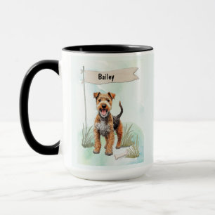Lakeland Terrier Watercolor Personalized Dog Mug
