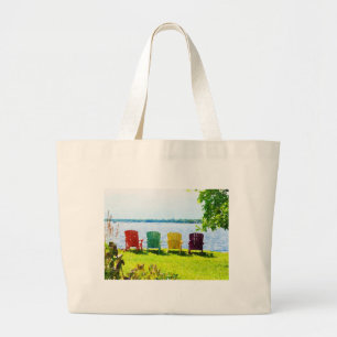 Lakeside Adirondack Chairs Jumbo Tote Bag