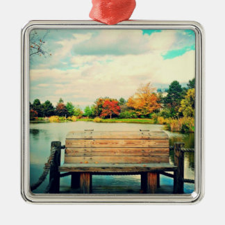 Lakeside Bench Metal Ornament