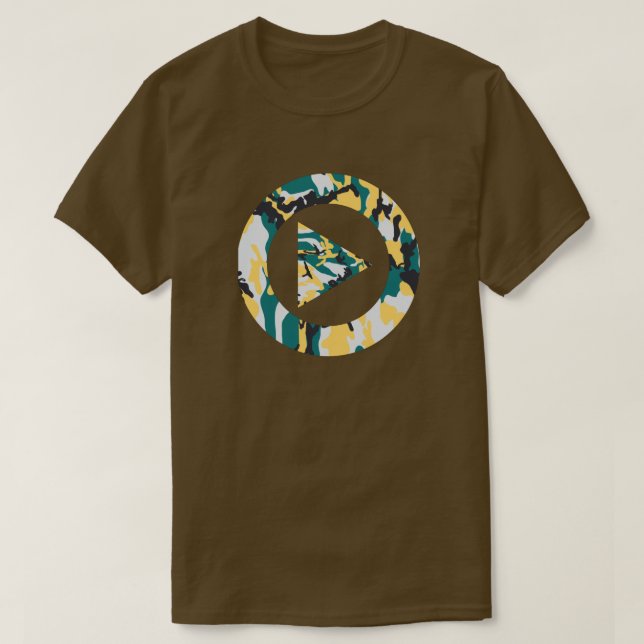 Lakeside Camo Pattern Press Play T-Shirt (Design Front)
