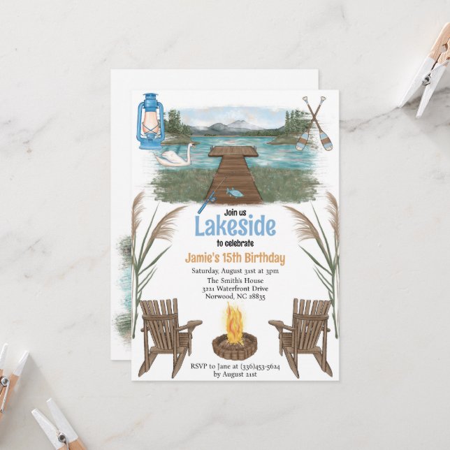 Lakeside Celebration Invitation  (Front/Back In Situ)