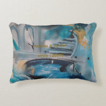 Lakeside Dreamscape Abstract Teal & Ochre