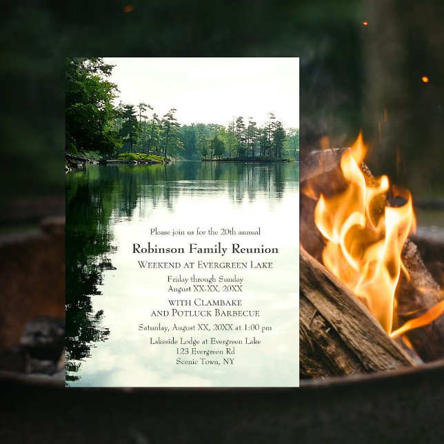 Lakeside Family Reunion Camping Potluck Barbecue Invitation (Creator Uploaded)
