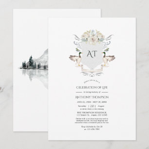Lakeside Monogram Crest Celebration of Life Invita Invitation