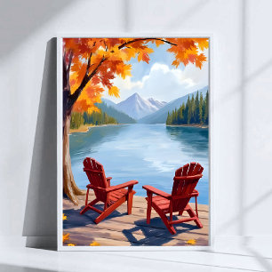 Lakeside Morning   Peaceful Mountain Landscape Art Poster