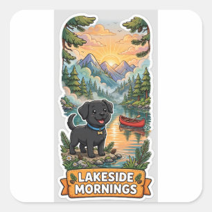Lakeside Mornings Sticker — Black Labrador Mountai