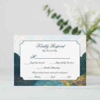 Lakeside Mountain Valley Wedding RSVP Card