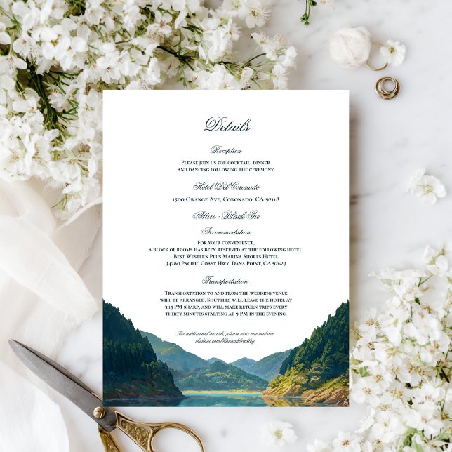 Lakeside Mountain Wedding Details Card (Creator Uploaded)