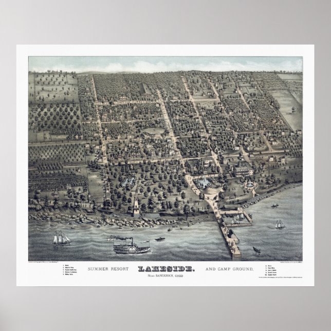 Lakeside, OH Panoramic Map - 1884 Poster (Front)